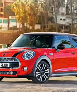 Red Minicooper Car paint by numbers