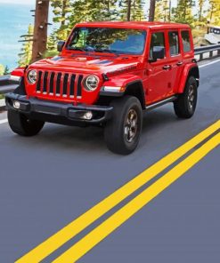 Red Jeep Car paint by numbers