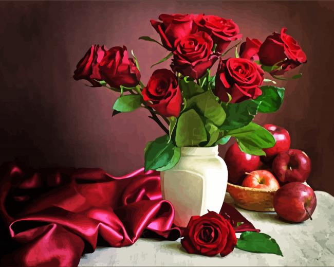 Red Roses And Apples paint by numbers
