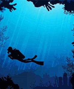 Scuba Diver Silhouette paint by number