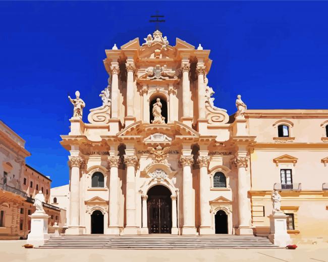 Sicilia Cathedral Of Syracuse paint by number