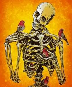 Skeleton And Birds paint by number