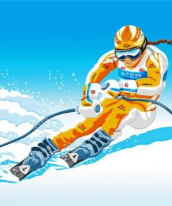 Skier Illustration Art paint by number
