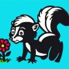 Skunk Smelling Flower paint by number