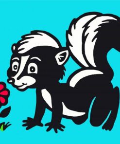 Skunk Smelling Flower paint by number