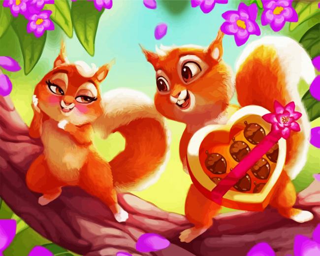 Squirrels Couple paint by numbers