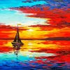 Sunset Sail Boat paint by number