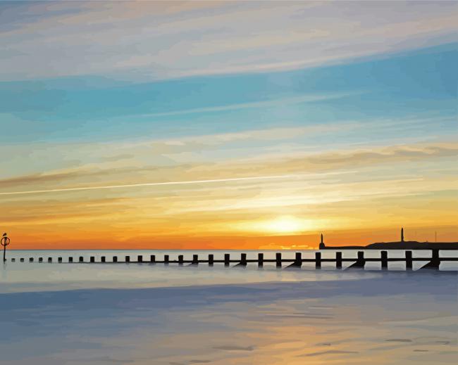 Sunset At Aberdeen Beach paint by number