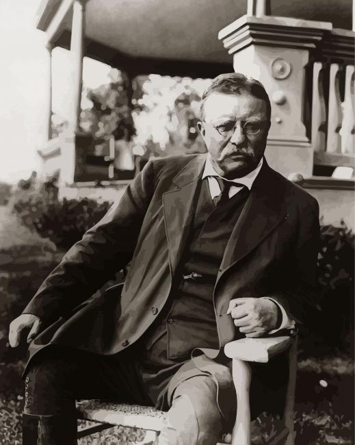 Theodore Roosevelt Black And White paint by number