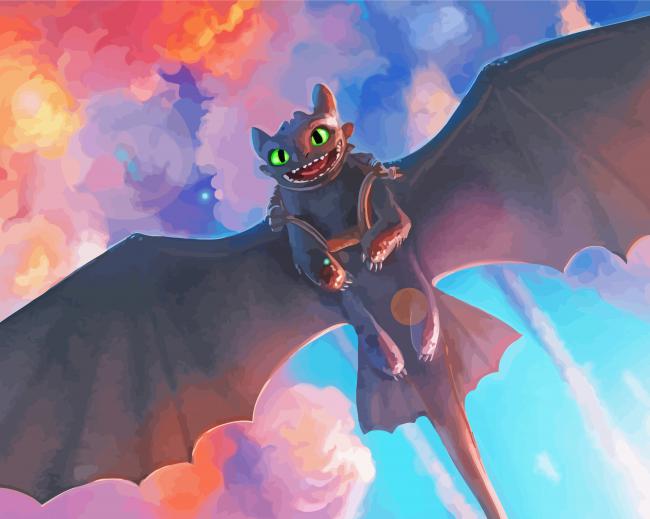 Toothless Light Fury paint by number