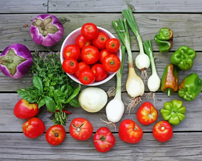 Vegetable Food paint by numbers