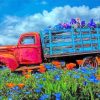 Vintage Old Truck And Flowers paint by number