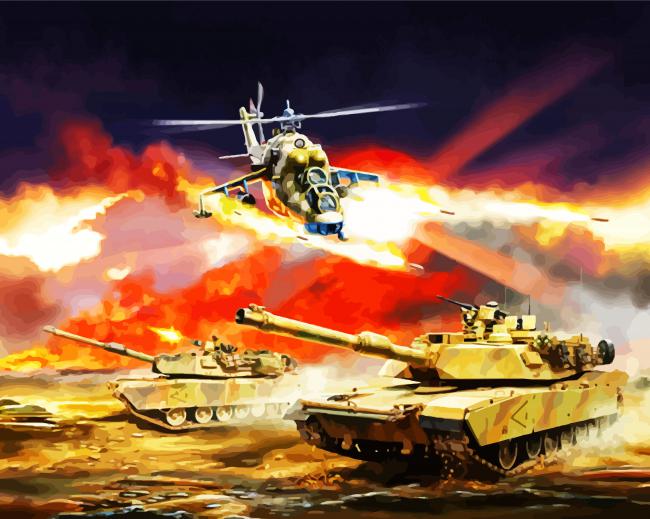 War Scene paint by number