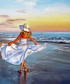 Woman Enjoying The Beach paint by number