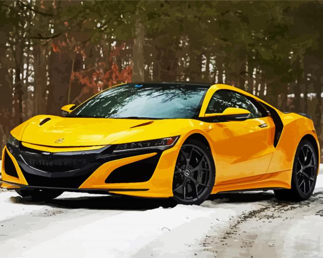 Yellow Acura NSX paint by number