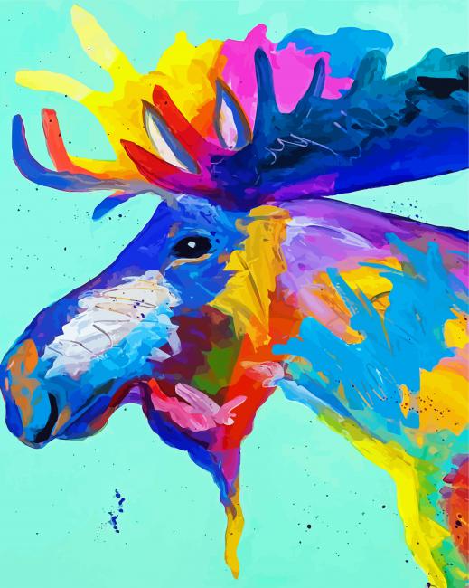 Abstract Moose paint by number