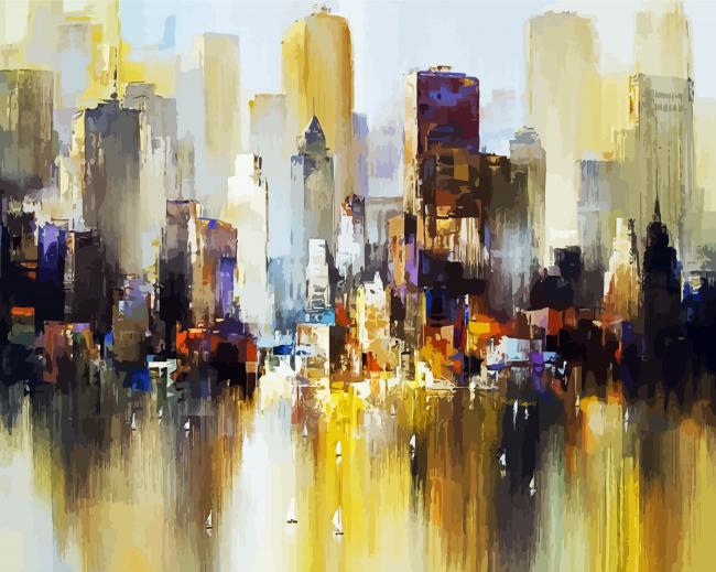 Abstract City Reflection paint by numbers