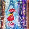 Abstract Lady With Umbrella Walking On The Rain In Paris paint by number