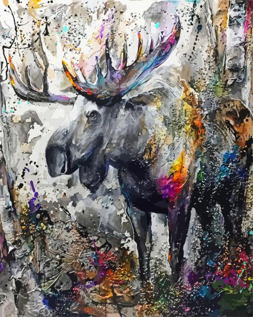 Abstract Moose Art paint by number