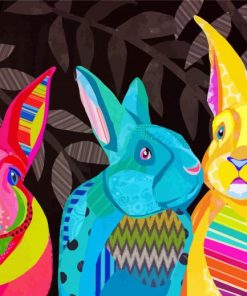 Abstract Rabbits paint by numbers