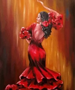 Abstract Woman Dancing With Red Dress paint by numbers