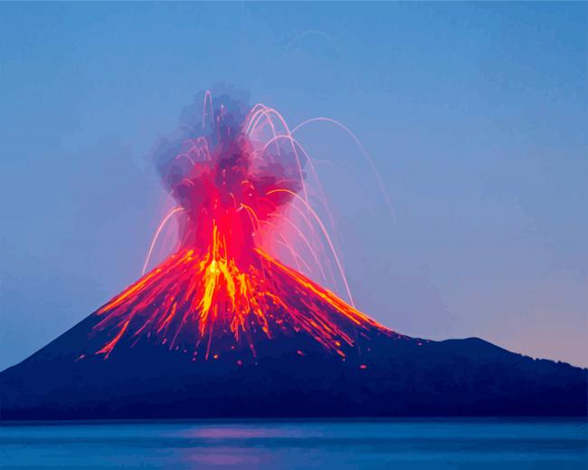 Active Krakatoa Volcano paint by numbers