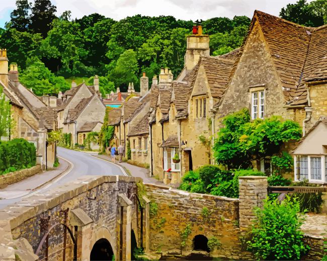 English Village paint by numbers