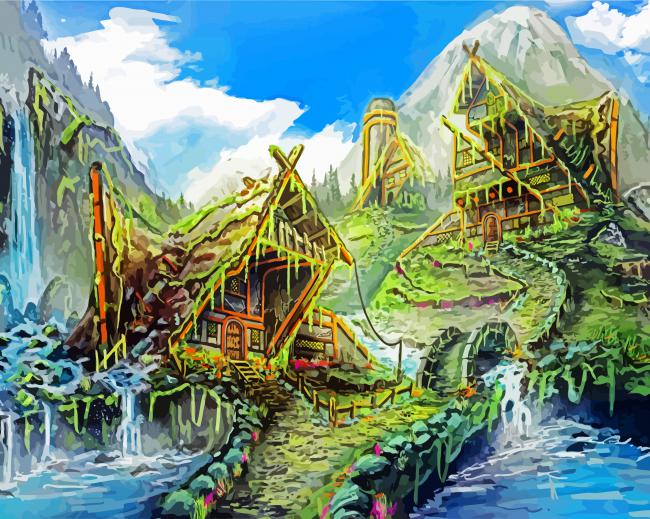 Artistic Fantasy Village paint by numbers