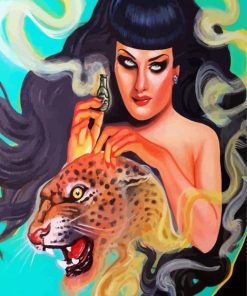 Goddess And Leopard Art paint by numbers