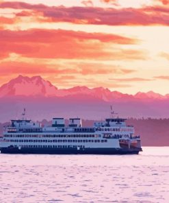 Seattle Ferry At Sunet paint by numbers