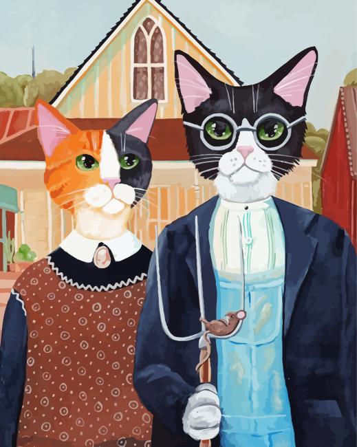 American Gothic Cats paint by numbers