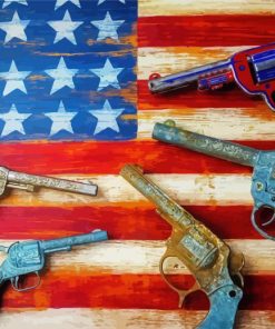 American Flag With Vintage Guns paint by numbers