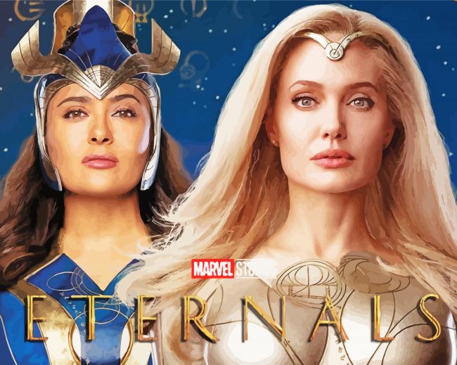 Angelina Jolie And Salma Hayek Eternals paint by number
