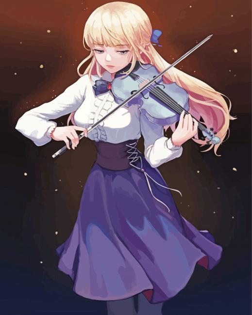 Anime Girl Violin Player paint by number