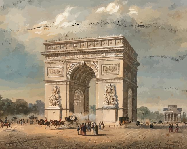 Arc De Triomphe Paris 1930 paint by numbers