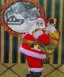 Artistic Santa With Puppy paint by numbers