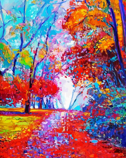 Autumn Park Colorful Landscape paint by number