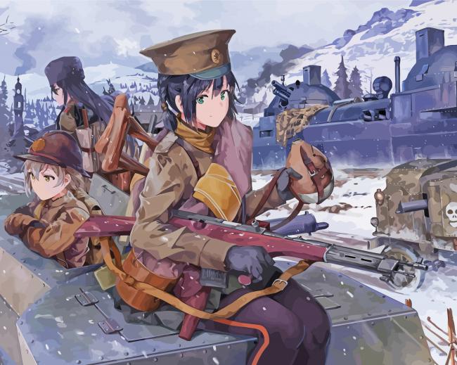 Battlefield Anime Girls paint by number