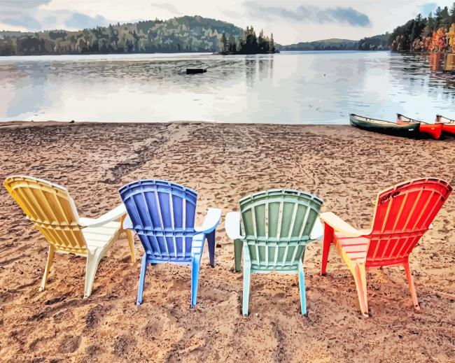 Beach Lakeside Chairs paint by number