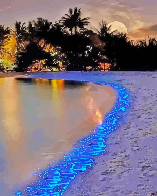 Beach Lights At Night paint by numbers