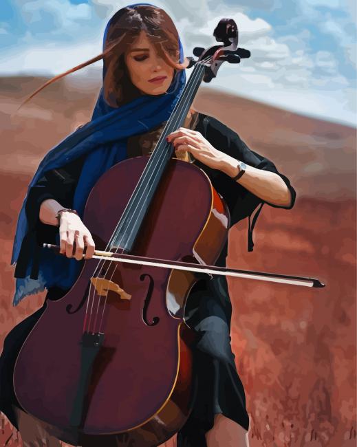 Beautiful Woman Playing Cello paint by numbers