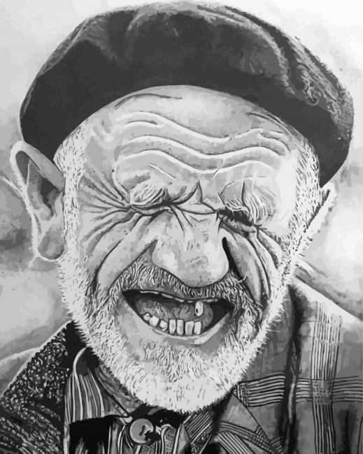 Black And White Old Man paint by number