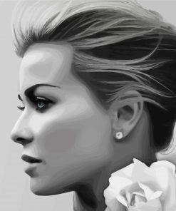 Black And White Female Side Profile paint by numbers