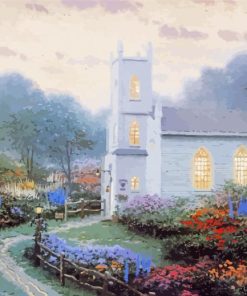 Blossom Hill Church By Thomas Kinkade paint by number