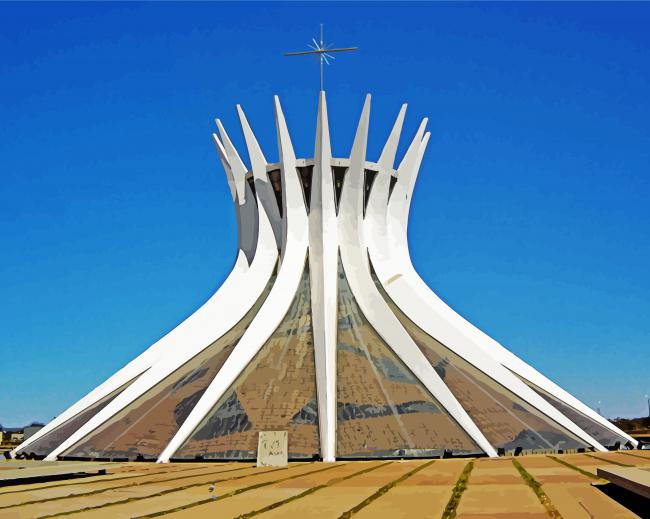 Brasilia Cathedral By Niemeyer paint by number