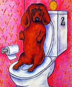 Brown Dog In Toilet Art paint by numbers