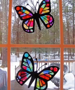Butterflies Sun Catcher paint by numbers