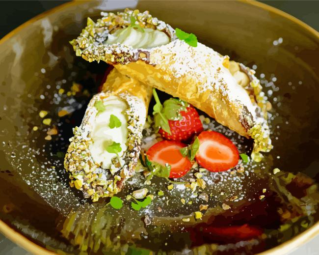 Cannoli With Strawberries paint by numbers