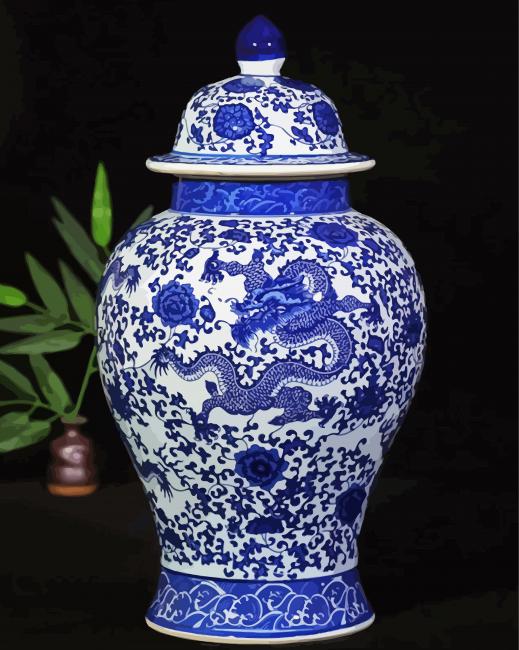 Chinese Antique Dragon Jar paint by number