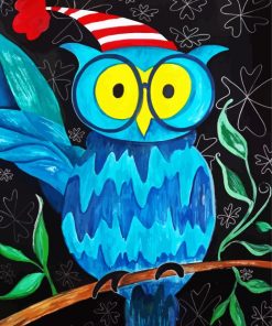 Christmas Mystic Blue Owl paint by number